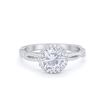 Halo Infinity Shank Wedding Ring Simulated CZ 925 Sterling Silver